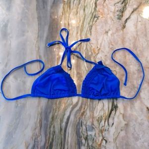 Gilly Hicks Large Ruffled Cobalt Triangle Tie bikini top, size Large, NWOT